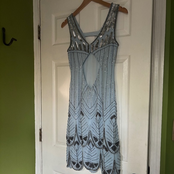 Blue Flapper 20s Style Dress - Picture 8 of 15